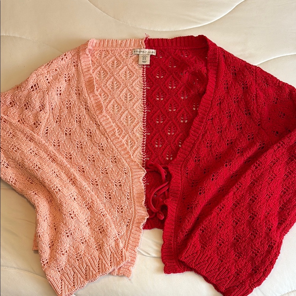 Colorblock Pink and Red Women's Sweater